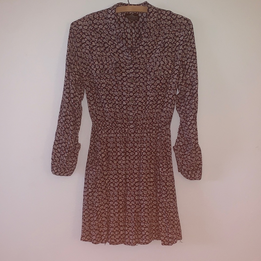 Angie Black and White Floral Long Sleeve Dress